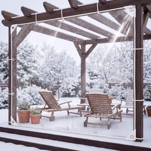 Clear Tarp Heavy Duty with Metal Grommets, 14 Mil Thick Clear Vinyl Trap, Waterproof and Tear-Resistan, Greenhouse Plastic Sheeting for Rainproof Plant Cover, 420g/m², 3' X 6' - size: 3x6 FT