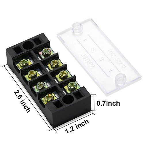 Terminal Block, 4 Circuits 600V 25A Dual Row Screw Terminal Strip, 6 Sets