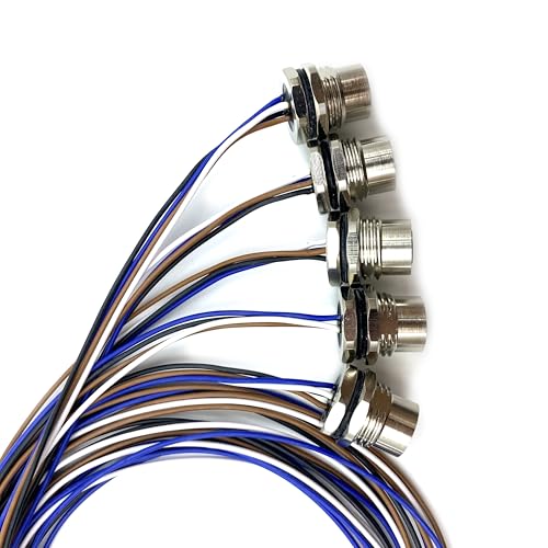 5Pcs 1.64ft M12 4 Pin A Code Female Connector Cable, IP67 Waterproof Front Mount Cable UnShielded Straight Aviation Socket Electrical Wire Sensor Receptacle 250V 4A (0.5Meter) - size: Female+Front Mount