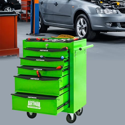 5-Drawers Steel Rolling Tool Cart with Wheels & Handle, Heavy-Duty Tool Chest Storage Cabinet for Garage and Workshop, Green - color: Green, size: 5-Drawer