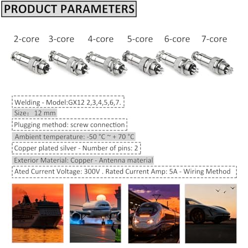 Clyxgs 6-Core Aviation Plug Connector Male Female 12mm Panel Mount Metal Wire Adapter Waterproof Cap 10PCS - style: GX12-6-10