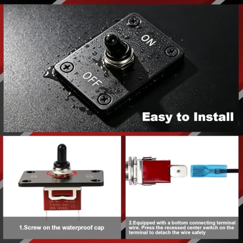 12V 30A Waterproof Toggle Switch, 2 Pin SPST ON/Off Toggle Switch