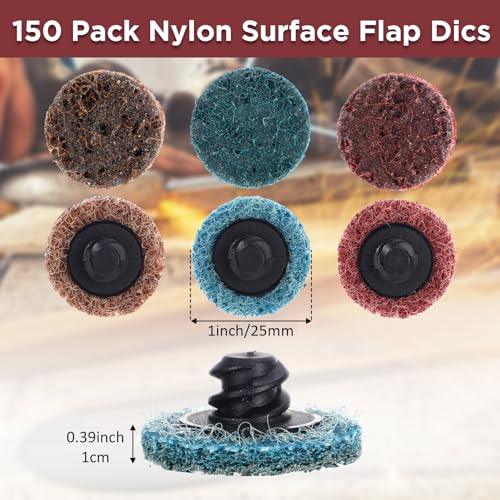 150 Pcs 1inch Sanding Discs Quick Change Nylon Surface Sanding Discs