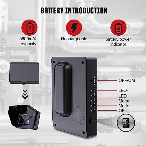 Sewer Camera 100FT/30M Borescopes Pipe Inspection Camera with 16G DVR/Audio Recorder 5600mA Battery 17MM 4.3inch Screen Industrial Plumbing Snake Drain Endoscope - size: 100FT/30M