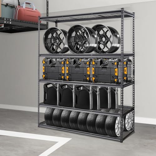VEVOR Storage Shelving Unit 5-Tier Adjustable 2000 lbs Capacity 60"x24"x78" - color: Black, size: 60" L x 24" W x 78" H
