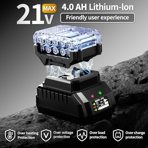 FULLYEA Cordless Impact Wrench 1/2, Max 550N. M/406Ft-lbs High Torque Brushless Impact Wrench, Power Impact Gun Kit with 21V 4.0Ah Battery & Fast Charger, Electric Impact Driver for Truck RV Home Car