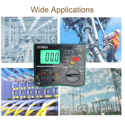 4-in-1 Digital Multimeter with Ground Earth Resistance Tester, Insulation Resistance Tester, Phase Sequence Detector & Voltmeter - 0.01Ω Resolution 600V AC/DC Voltage Measurement Auto-Ranging
