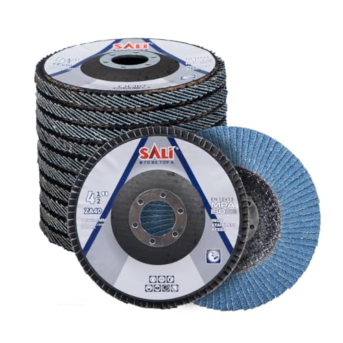 SALI Flap Discs 40 Grit, 4-1/2" x 7/8"-Inch Flap Sanding Disc, Type 29 Zirconia Grinding Wheel, Metal, Steel, Stainless Steel Grinding (10 Pack) - style: Grit 40