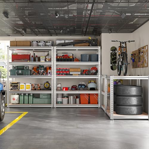 REIBII 2020LBS Garage Shelving Heavy Duty Metal Shelving 5 Tier Storage Shelves, Garage Shelves for Basement, Warehouse, Pantry, Closet, Kitchen, 72" H x 36" W x 16" D, Galvanized, 2 Pack - color: Galvanized