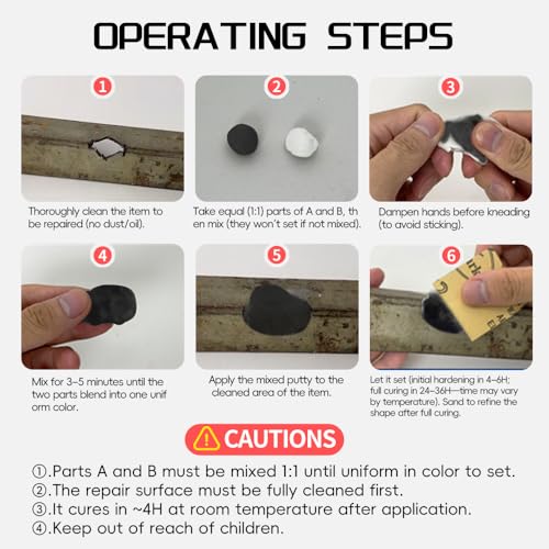Steel Epoxy Putty 2 Part, Metal Repair High Strength Heat Resistant - color: Black