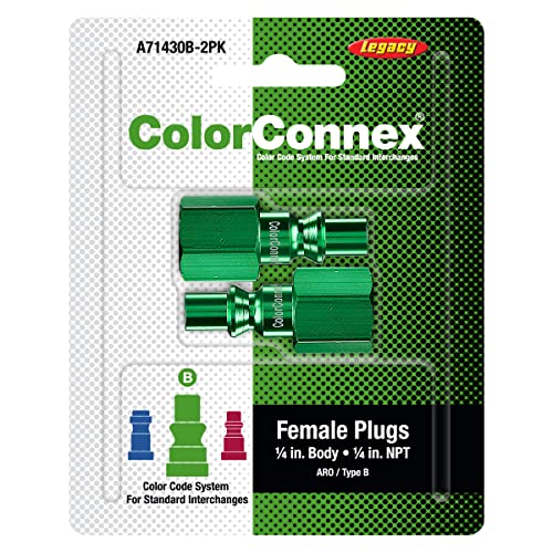 ColorConnex Plug (2-Pack), ARO Type B, 1/4" FNPT, Green - A71430B-2PK - size: 1/4" FNPT - 2 Piece, style: Plug 2 Pack