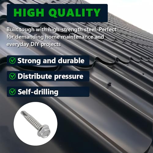 #12 x 2-3/4" (50 Pack) Hex Washer Head Self Drilling Screws (5/8" to 6" Available), 410 Stainless Steel Self Tapping Sheet Metal Screws, No Pre-drilled Needs - size: #12 x 2-3/4"