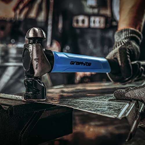 Real Steel Ball Peen Hammer 24 oz, Metalworking Tool Forged Steel Head Ball Pein Hammer Jacketed Graphite 0505 - size: 24 ounce