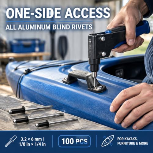 Antrader 100Pcs 1/8" x 1/4" Aluminium Blind Rivets, Black Pull Rivets - color: Black, size: 1/8" x 1/4"