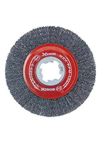 BOSCH WBX418 4-1/2 in. X-Lock Arbor Tempered Steel Crimped Wire Wheel for Applications in De-Burring, Removing Oxides, Flash Removal, Edge Blending (Pack of 3) - size: 4-1/2 In. (Pack of 3), style: Tempered Steel Wire Wheel