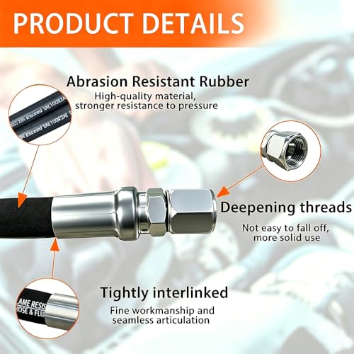 Haichy 26741-08-08RW-36in-45 Hydraulic Hose Swivel Assembly 1/2” Hydraulic Hose with Female JIC X45° Female JIC, 36IN, 3988 psi - color: 1/2, size: 36in