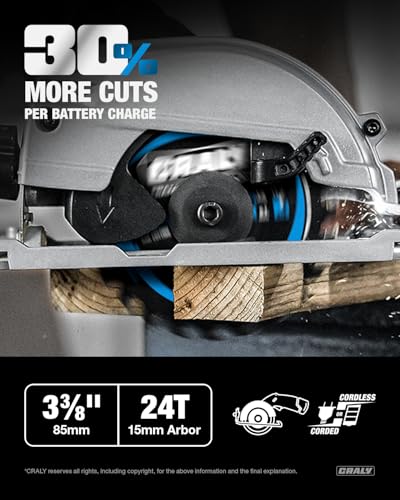 CRALY 3-3/8 Inch 24 Teeth Wood Cutting Framing Circular Saw Blade, 15mm Arbor, Carbide Tipped, Thin Kerf, Black Ice™, for Plywood, MDF, OSB, Laminated, 3-Pack(C0324FR-3) - size: 3-3/8 inch, 0.591 inch arbor, 24T*3