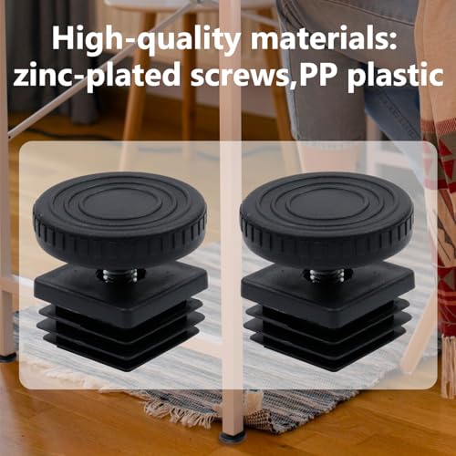 Antrader D40xM8 Adjustable Leveling Feet,30x30mm Square Tube Insert End Cap - color: Black,d40xm8, size: 30x30mm