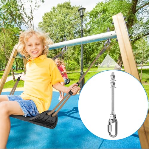 Dolibest Heavy Duty Swing Hanger, 304 Stainless Steel Swing Bolts w/Quick-Connect Carabiner, Swing Hook w/Dual-Screw Locking for Hammock, Yoga Swing, Porch Swing for Wood/Metal Beam-(M10X7'')-1500LB - color: M10X7''-2PCS
