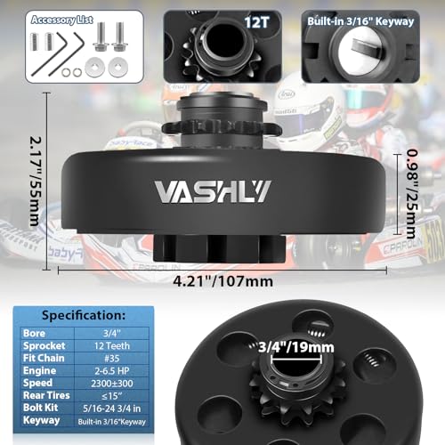 Vashly Go Kart Clutch 3/4" Bore 12 Tooth for #35 Chain Predator 212 Clutch 12T for Predator Honda GX160 GX200 Centrifugal Clutch Perfect for Go Kart, Minibike And Fun Kart Engine - size: 3/4" Bore 12 Tooth