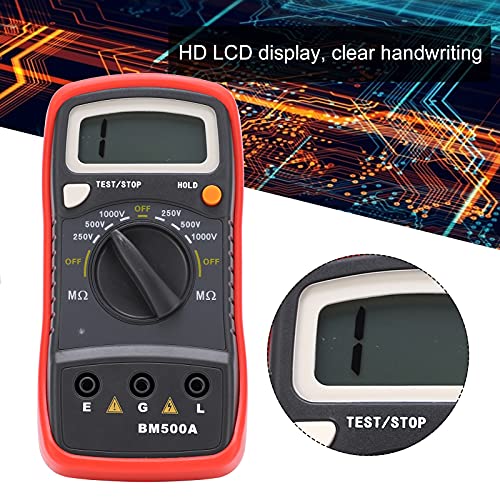 Digital Insulation Resistance Tester Megohmmeter, 1000V 1999MΩ High Precision Insulation Meter, LCD Display Tester, Electronic Maintenance Diagnostic Tool
