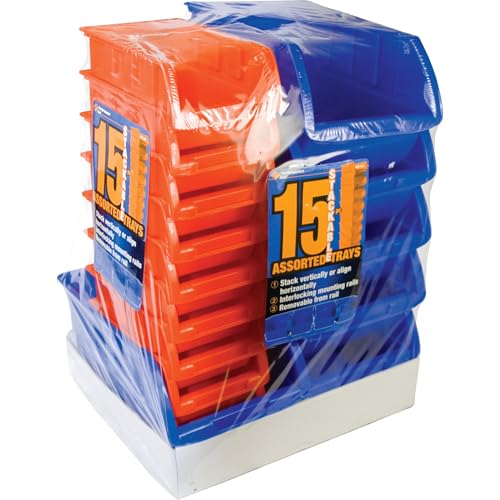 Performance Tool W5195 15pc Storage Bin Set, Great For Organizing Home, Office or Workshop - style: 15pc - Red & Blue Bins Only