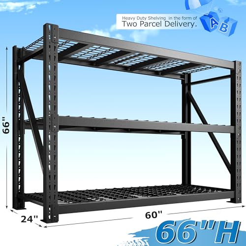 Bepatio 8250LBS Heavy Duty Garage Shelving,Storage ShelvesFor Industrial - size: 60"W x 24"D x 66"H, 3-Tier