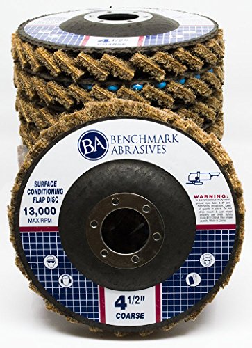 Benchmark Abrasives 4-1/2" Type 29 Surface Conditioning Angle Grinder Flap Discs for Blending, Grinding, Sanding, Polishing, 7/8" Arbor (5 Pack) - Coarse Grit
