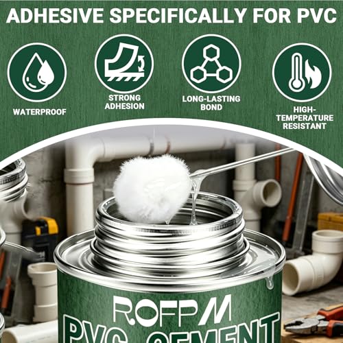 PVC Cement Pipe Glue 4.39floz, Waterproof High Strength PVC Adhesive
