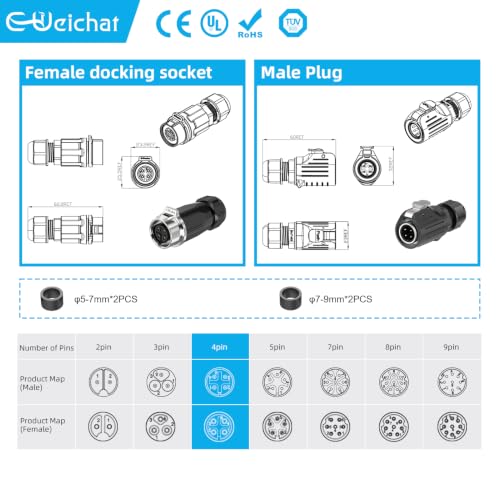 LP16 4PIN Industrial Waterproof Connector IP68 Quickly Plugging Aviation Connector Solder-Assembly M16 4PIN Circular Connector Fast Release Electrical Connector Male Plug&Female Socket - size: 4 Pin, style: Male Plug / Female Socket