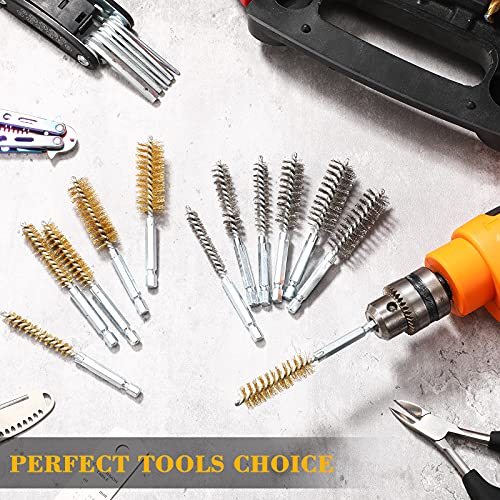 12 Pieces Bore Brush for Drill Wire Bore Brush Set - style: Stainless Steel, Brass