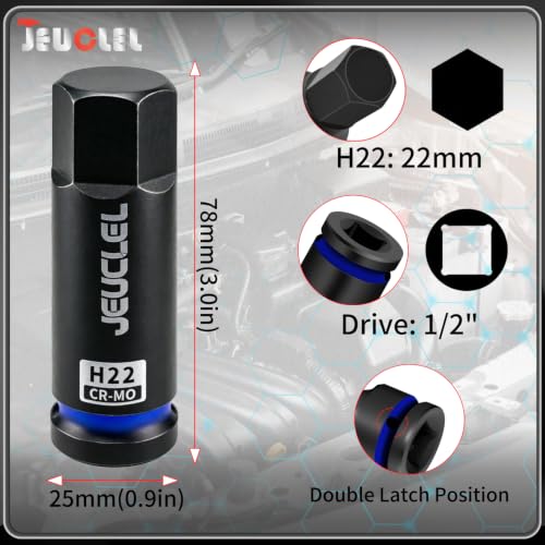 22mm Hex Impact Bit Socket, H22 1/2" Drive Allen Socket, Cr-Mo - size: 1PC | H22 22MM