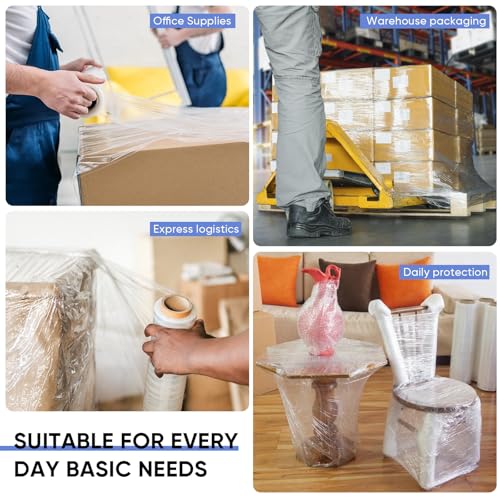AISEY Stretch Wrap Roll Heavy Duty Plastic Moving Wrap 15" X 500FT - size: 15" X 500FT
