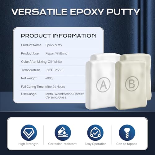 Boncart High Strength AB Epoxy Putty, 400g Steel Reinforced Repair Filler - color: 400g, White