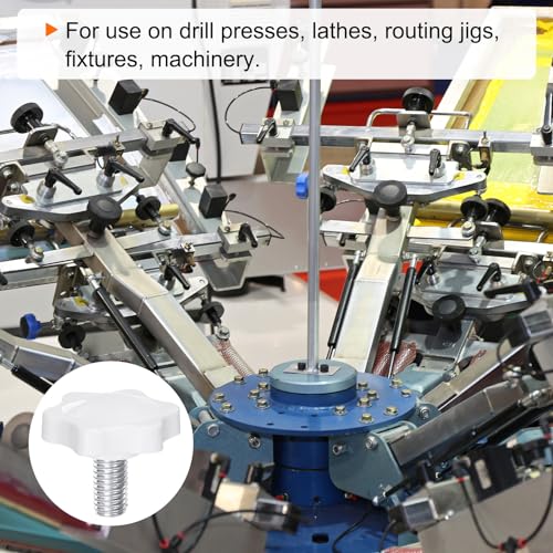 HARFINGTON 10pcs Star Knobs M6 x 16mm Male Thread 32mm Plastic 6-Point Head Stud Knob Hand Tightening Clamping Screw Replacement Threaded Handle, White - size: M6 x 16mm