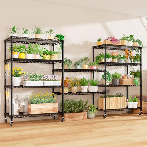 PrimeZone 74" H Wire Shelving 1250lbs 5 Tier Storage Shelves with Wheels - size: 36" W x 14" D x 74" H