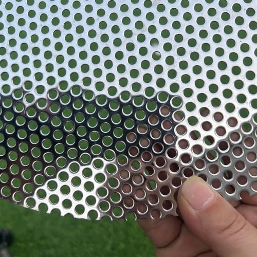 16" Diameter Round Slices Perforated Metal Sheets 19 Gauge Opening 1/5"(About 5 mm) Expanded Metal Mesh Perforated Plate 304 Stainless Steel Sheet Mesh Screen Panel Decorative Me - size: Round 16"