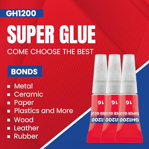 GH1200-1 Gram (Pack of 48) Single-Use Super Glue All Purpose, Super Fast, Thick & Strong Adhesive Superglue, Cyanoacrylate Glue for Hard Plastics, DIY Craft, Ceramics, Frame, Leather, Metal Etc - style: 1 Gram x 48 PCs Super Glue