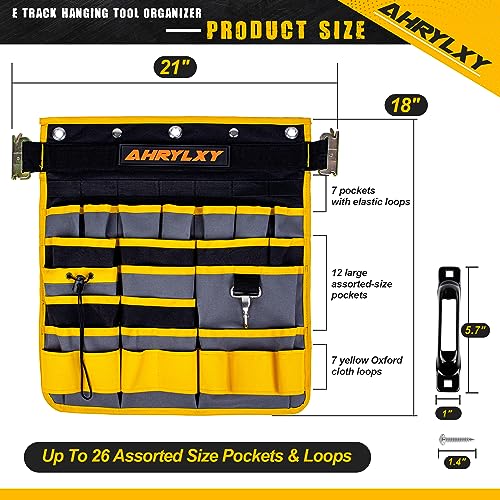 E-Track Hanging Tool Organizer, Wall Mounted Multi Pocket Tool Holder - size: 2 Pack