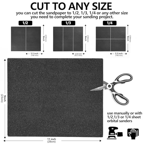 12 Sheets 80 Grit Sandpaper, 9 x 11 Inch Wet Dry Sanding Paper