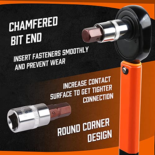 High Torque Master Hex Bit Socket Set, 32-Piece SAE & Metric Allen Socket Set, Premium S2 Alloy Steel, Durable Storage Case, 1/4", 3/8", 1/2" Drive, for Automotive & Mechanical Work - color: 32 Pcs 1/4"-1/2" Orange