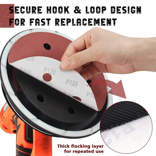9 Inch 6 Hole Drywall Sanding Disc, 320 Grit 15 PCS Hook and Loop Sandpaper