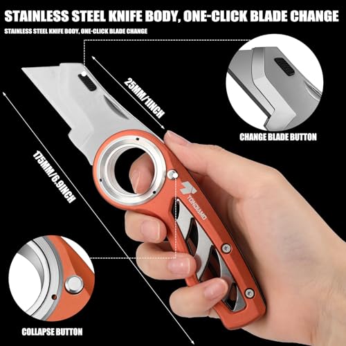 Tondiamo 2 Pcs Folding Pocket Utility Knife Box Cutter, Brown - color: Brown