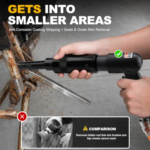 Sbestily 2 in 1 Pneumatic Needle Scaler Air Hammer Kit Rust Remover Tool
