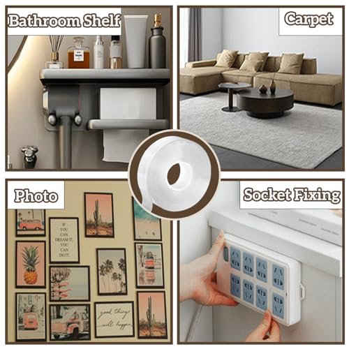 Qoqooice Nano Double Sided Tape Heavy Duty Mounting Tape 1.18" x 33 FT Resistente Clear Super Stick Tape with High Tack Strong Grip Picture Hanging Strips Adhesive Poster Carpet Tape - size: 1.18 Inch x 33 FT