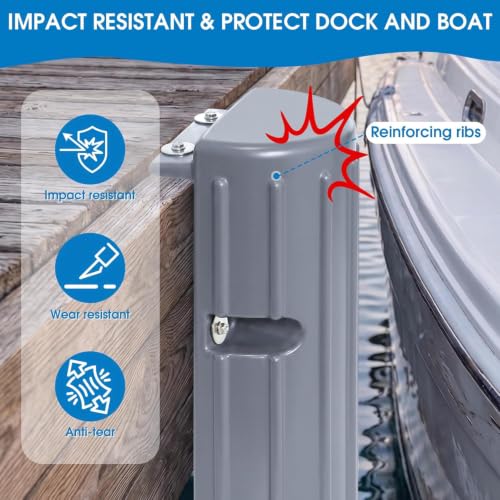 Dock Bumper Fender,Boat Dock Bumpers for Edge or Side - color: Gray, size: 6 Pack