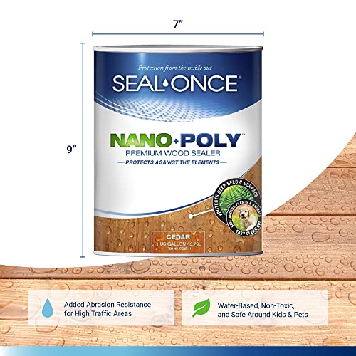 SEAL-ONCE Nano+Poly Wood Sealer and Waterproofer, Cedar, 1 Gallon - color: Cedar, size: 1 Gallon