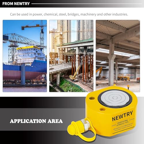 NEWTRY 100 ton Hydraulic Ram Jack + CP-700 Hydraulic Hand Pump Low Profile Porta Power Kit Single Section Mini Jack 0.78’’ Stroke Industrial Hydraulic Cylinder - size: 100T Hydraulic Jack + cp-700 pump