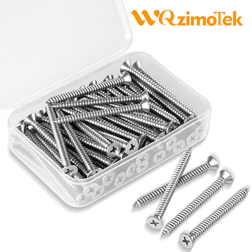 304 Stainless Steel #12 x 1-1/4" Flat Head Self Tapping Wood Screws 50PCS - size: #12 x 1-1/4"(50PCS)