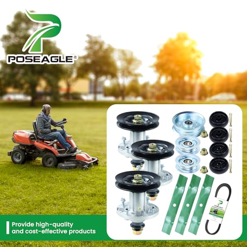GY21098 48 Inch Deck Rebuild Kit for John Deere D140 E170 E140 - color: A12 3xSpindle+3xGX22616+BeltA141+Idler+Blade+Wheel